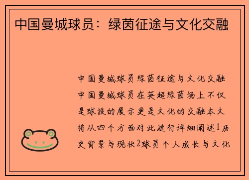 中国曼城球员：绿茵征途与文化交融
